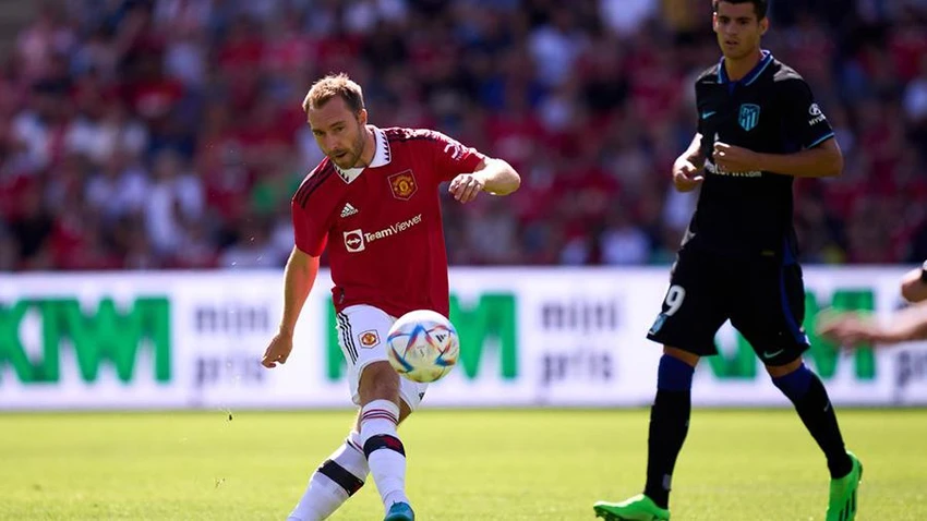 Tân binh Eriksen trong trận đấu giữa MU và Atletico Madrid. ẢNH: GETTY
