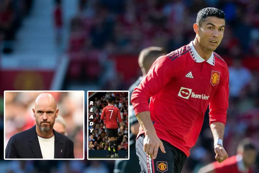 Ronaldo khẳng định với Ten Hag anh đã sẵn sàng ra sân trong trận khai màn Premier League MU gặp Brighton. ẢNH: MIRROR Ronaldo khẳng định với Ten Hag anh đã sẵn sàng ra sân trong trận khai màn Premier League MU gặp Brighton. ẢNH: MIRROR