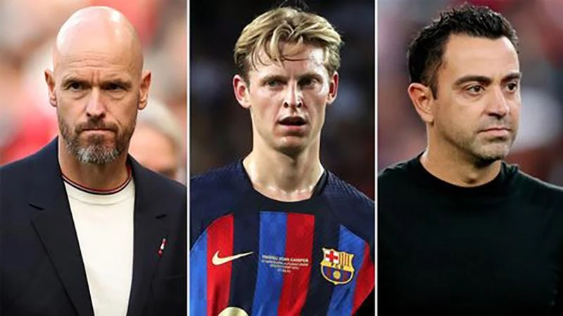 Ten Hag vẫn muốn De Jong chia tay Xavi tái ngộ với ông ở Old Trafford. ẢNH: MIRROR Ten Hag vẫn muốn De Jong chia tay Xavi tái ngộ với ông ở Old Trafford. ẢNH: MIRROR
