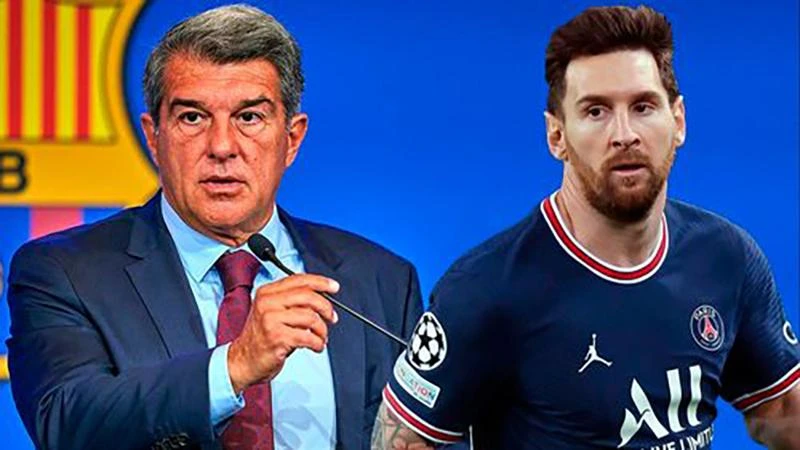Chủ tịch Barcelona, Joan Laporta từng nhiều lần thể hiện mong muốn đưa Messi trở lại Tây Ban Nha. ẢNH: MIRROR