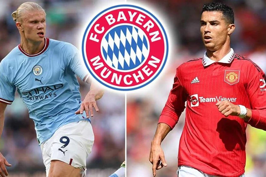 Bayern Munich muốn mua Haaland chứ không có kế hoạch sở hữu Ronaldo. ẢNH: MIRROR
