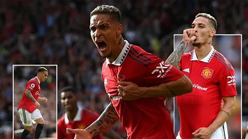 Antony ghi bàn đầu tiên cho MU ngay trong trận ra mắt giúp "quỷ đỏ" hạ Arsenal 3-1. ẢNH: MIRROR Antony ghi bàn đầu tiên cho MU ngay trong trận ra mắt giúp "quỷ đỏ" hạ Arsenal 3-1. ẢNH: MIRROR