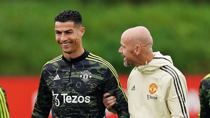 Nhiều khả năng Ronaldo sẽ đá chính dù Ten Hag từ chối xác nhận. ẢNH: GETTY Nhiều khả năng Ronaldo sẽ đá chính dù Ten Hag từ chối xác nhận. ẢNH: GETTY