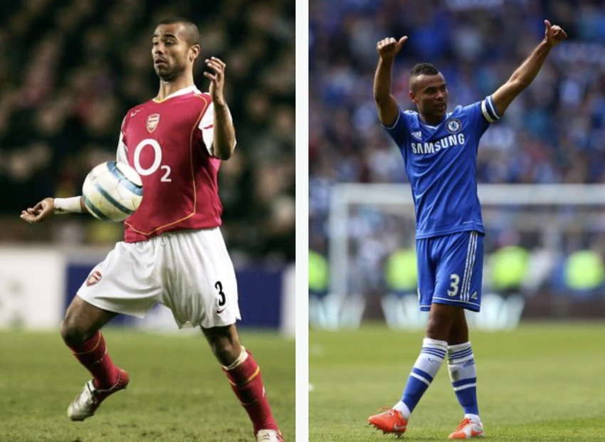 Cole trong màu áo Arsenal và Chelsea, hai CLB kình địch thành London. ẢNH: GETTY