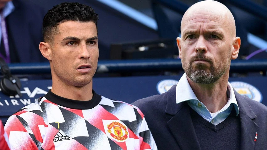 Ten Hag bị chỉ trích vì không sử dụng Ronaldo trong trận derby thành Manchester. ẢNH: MIRROR