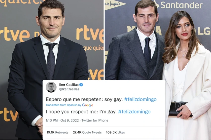 Casillas viết tweet thừa nhận mình là gay. ẢNH: SUN SPORTS Casillas viết tweet thừa nhận mình là gay. ẢNH: SUN SPORTS
