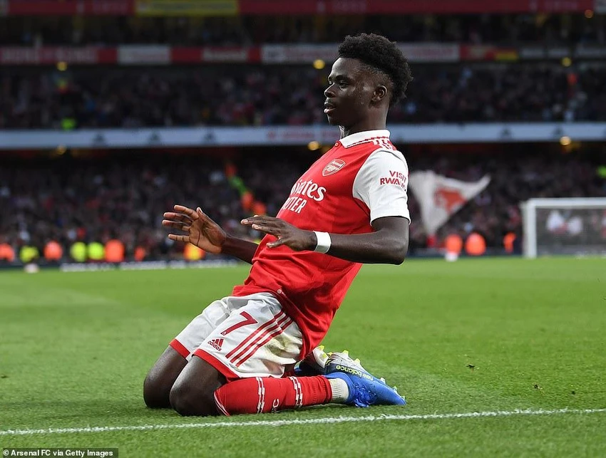 Saka là người hùng của Arsenal với 1 cú đúp. ẢNH: GETTY