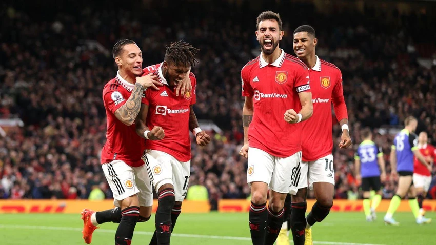 Fred và Bruno Fernandes ghi 2 bàn cho MU. ẢNH: GETTY Fred và Bruno Fernandes ghi 2 bàn cho MU. ẢNH: GETTY