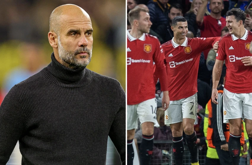 Pep Guardiola khẳng định Man United đang trên đường trở lại dưới thời Erik ten Hag. ẢNH: SUN SPORTS Pep Guardiola khẳng định Man United đang trên đường trở lại dưới thời Erik ten Hag. ẢNH: SUN SPORTS