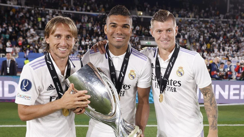 Bộ ba Luka Modric, Toni Kroos và Casemiro làm nên 5 danh hiệu Champions League tại Real Madrid. ẢNH: GETTY Bộ ba Luka Modric, Toni Kroos và Casemiro làm nên 5 danh hiệu Champions League tại Real Madrid. ẢNH: GETTY