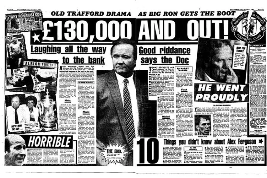 Tư liệu của tờ Mirror thời điểm Sir Alex thay Roy Atkinson dẫn dắt Man United. ẢNH: MIRROR Tư liệu của tờ Mirror thời điểm Sir Alex thay Roy Atkinson dẫn dắt Man United. ẢNH: MIRROR