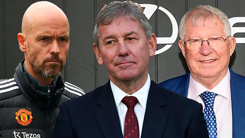 Robson tin rằng, Ten Hag sẽ đi theo con đường của Sir Alex Ferguson để đưa MU trở lại vinh quang. ẢNH: MIRROR Bryan Robson xem Sir Alex Ferguson là 'bố già'