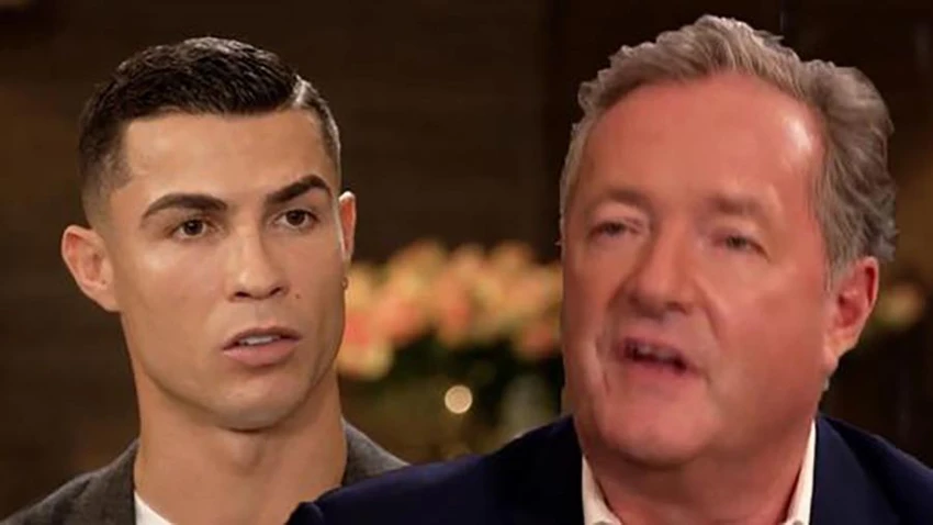 Buổi phỏng vấn giữa Ronaldo và Morgan đang gây chấn động làng bóng đá thế giới. ẢNH: MIRROR Morgan phỏng vấn Ronaldo