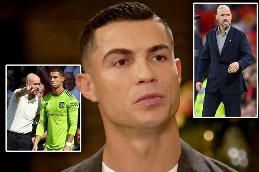 Chỉ trích MU và HLV Ten Hag, Ronaldo không còn tương lai ở Old Trafford. ẢNH: MIRROR Ronaldo chỉ trích Ten Hag