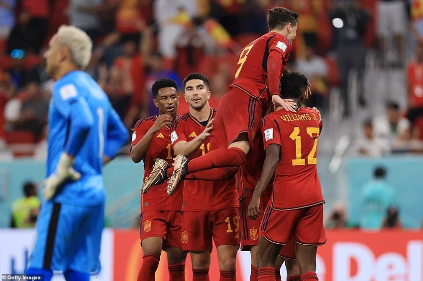 Tây Ban Nha tạo nên trận thắng đậm nhất World Cup 2022 đến lúc này. ẢNH: GETTY Tây Ban Nha tạo nên trận thắng đậm nhất World Cup 2022 đến lúc này. ẢNH: GETTY