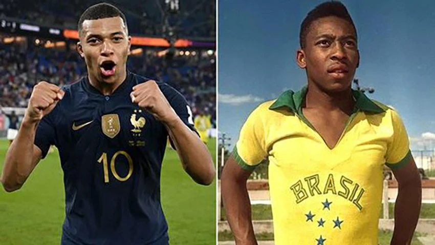 Mbappe đã san bằng 3 kỷ lục của vua bóng đá Pele. ẢNH: MIRROR Mbappe đã san bằng 3 kỷ lục của vua bóng đá Pele. ẢNH: MIRROR