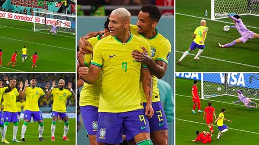Brazil dễ dàng giành chiến thắng 4-1 trước Hàn Quốc ở vòng 1/8 World Cup 2022. ẢNH: GETTY Brazil dễ dàng giành chiến thắng 4-1 trước Hàn Quốc ở vòng 1/8 World Cup 2022. ẢNH: GETTY