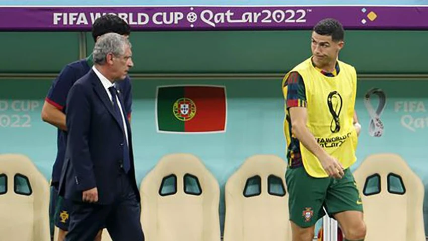 Phát biểu của Santos cho thấy nhiều khả năng Ronaldo lại ngồi dự bị trong trận tứ kết World Cup với Morocco. ẢNH: GETTY Phát biểu của Santos cho thấy nhiều khả năng Ronaldo lại ngồi dự bị trong trận tứ kết World Cup với Morocco. ẢNH: GETTY