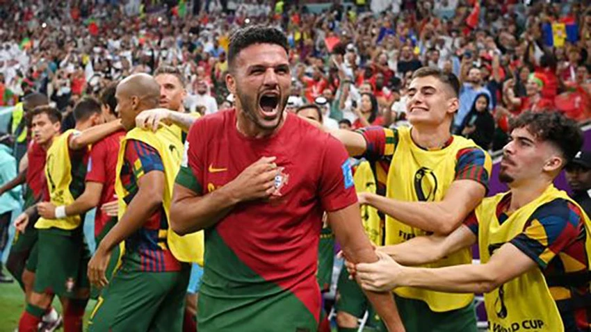 Ngôi sao của Benfica Goncalo Ramos lập hat-trick khi thay thế Ronaldo đá chính. ẢNH: GETTY Ngôi sao của Benfica Goncalo Ramos lập hat-trick khi thay thế Ronaldo đá chính. ẢNH: GETTY