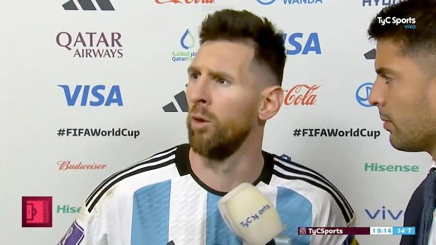 Messi thực hiện cuộc phỏng vấn với kênh TyC Sports. ẢNH: TYC SPORTS