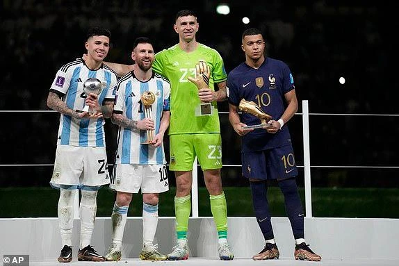 4 cầu thủ giành giải thưởng cá nhân tại World Cup 2022. ẢNH: AP 4 cầu thủ giành giải thưởng cá nhân tại World Cup 2022. ẢNH: AP