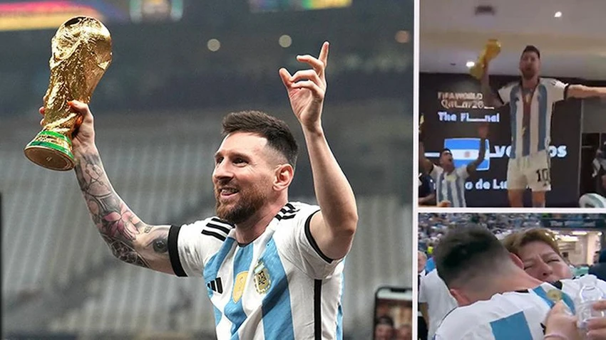Lionel Messi đã hoàn thành ước nguyện vô địch World Cup cùng Argentina. ẢNH: MIRROR