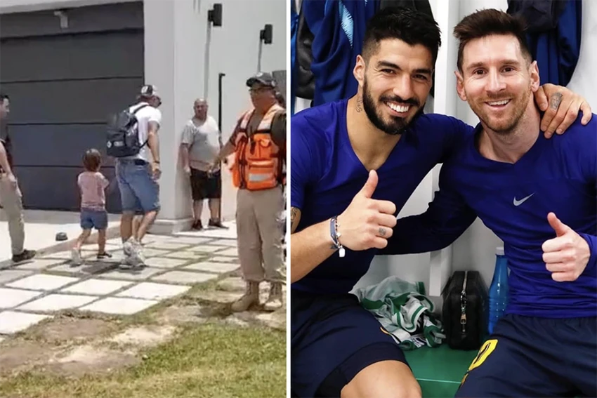 Suarez đến nhà bạn thân Messi đón giáng sinh. ẢNH: SUN SPORTS Suarez đến nhà bạn thân Messi đón giáng sinh. ẢNH: SUN SPORTS