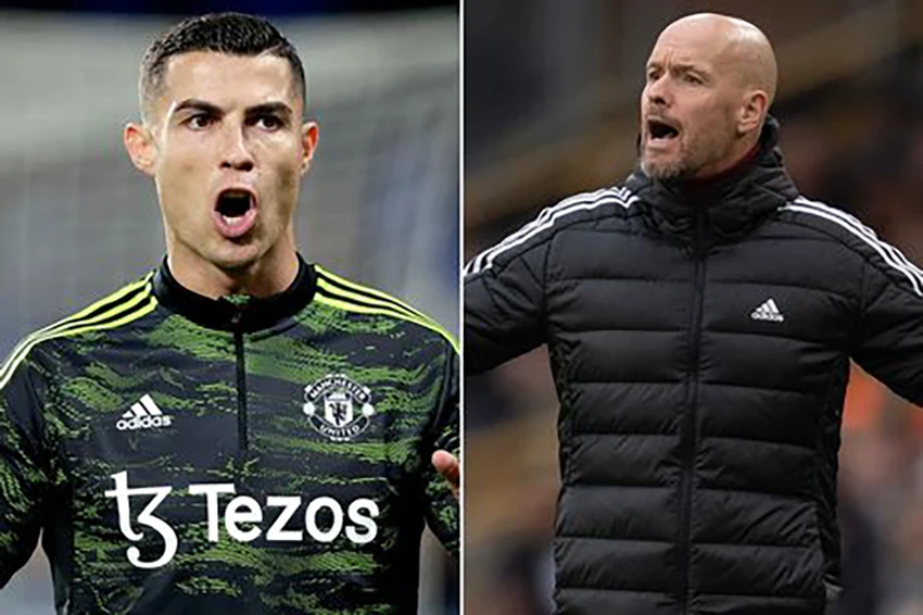 Ronaldo đã nói rõ các yêu cầu với Ten Hag sau khi chiến lược gia người Hà Lan đến Old Trafford. ẢNH: DAILY STAR