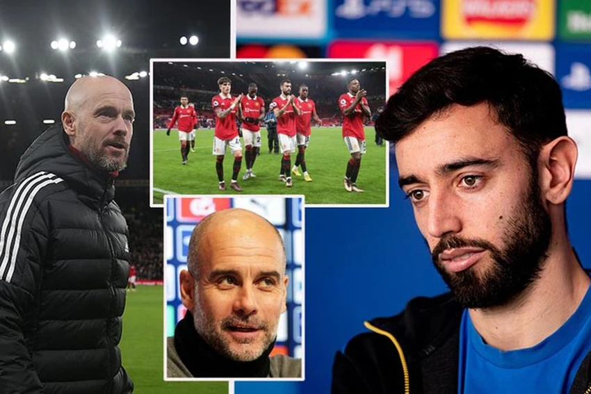 Ten Hag và Pep Guardiola sẽ có màn đấu trí căng thẳng trên sân Old Trafford. ẢNH: MIRROR