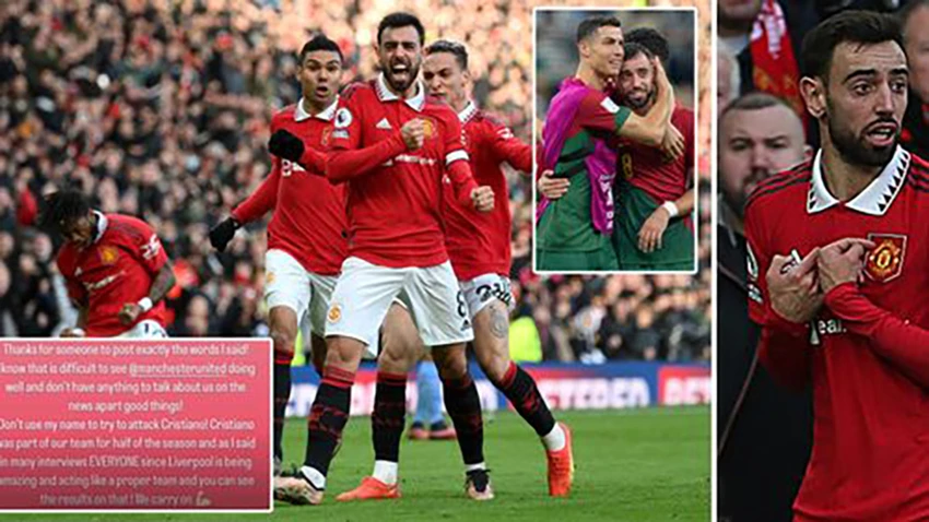 Bruno Fernandes lên mạng xã hội đáp trả những cáo buộc anh chỉ trích Ronaldo. ẢNH: MIRROR Bruno Fernandes lên mạng xã hội đáp trả những cáo buộc anh chỉ trích Ronaldo. ẢNH: MIRROR
