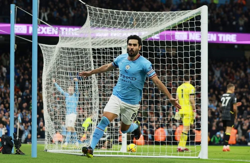 Erling Haaland không ghi bàn nhưng kiến tạo cho Gundogan lập công. Ảnh: Getty