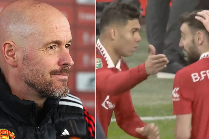 Ten Hag khuyến khích các học trò trao đổi với nhau để cùng nhau tiến bộ. ẢNH: MIRROR Ten Hag khuyến khích các học trò trao đổi với nhau để cùng nhau tiến bộ. ẢNH: MIRROR