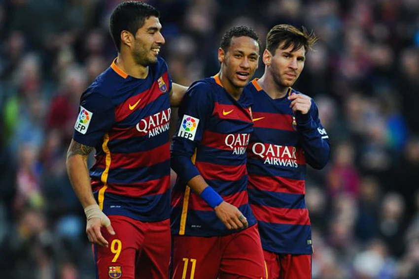 Bộ ba sát thủ Messi, Suarez và Neymar tại Barcelona. ẢNH: GETTY