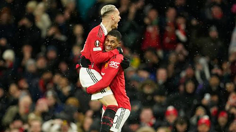 Rashford và Antony ghi 2 bàn thắng đầu tiên cho MU. ẢNH: GETTY