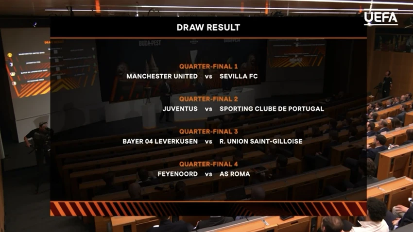 Kết quả bốc thăm tứ kết Europa League. ẢNH: UEFA Kết quả bốc thăm tứ kết Europa League. ẢNH: UEFA