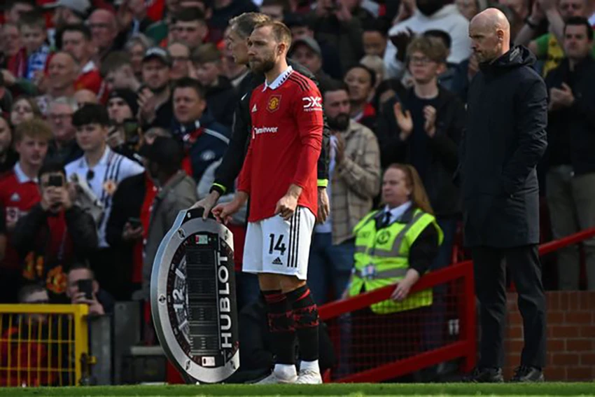 Eriksen lần đầu tiên được ra sân kể từ khi anh dính chấn thương vào cuối tháng 1. ẢNH: GETTY