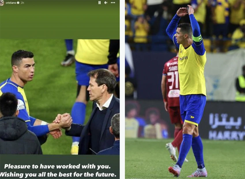 Ronaldo đã gửi lời chúc HLV Rudi Garcia và đội ngũ của ông thành công trong tương lai. ẢNH: MIRROR