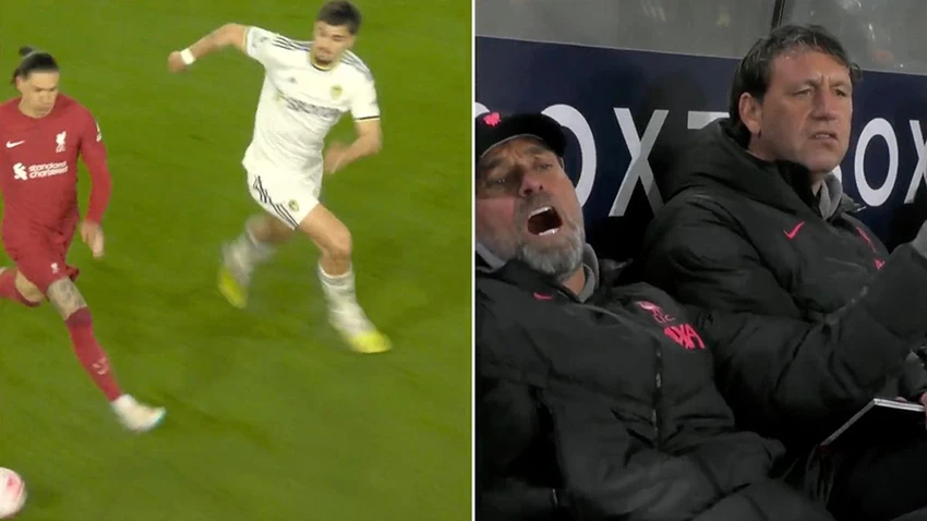 Sky Sports ghi lại phản ứng ngạc nhiên của Klopp vào thời điểm cuối trận đấu. ẢNH: SKY SPORTS Sky Sports ghi lại phản ứng ngạc nhiên của Klopp vào thời điểm cuối trận đấu. ẢNH: SKY SPORTS