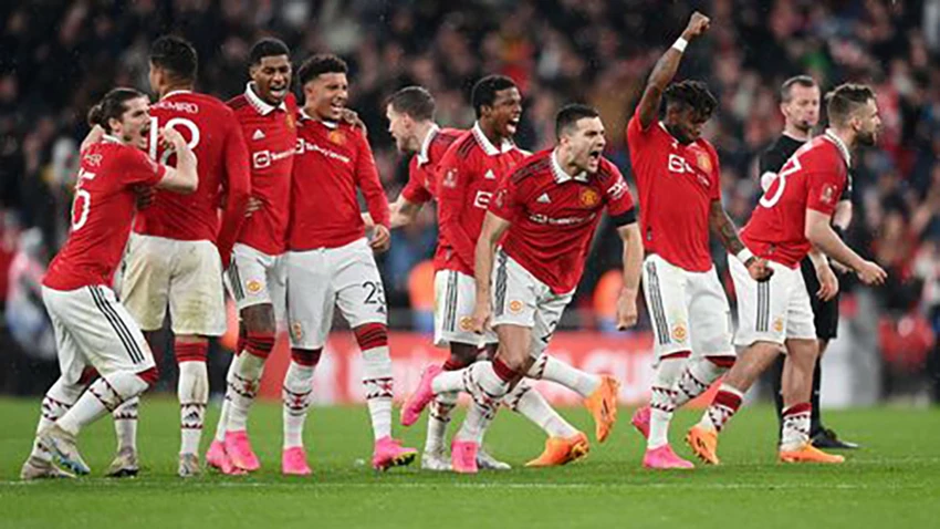 MU có chiến thắng nghẹt thở trước Brighton trong loạt đá luân lưu ở bán kết FA Cup. ẢNH: GETTY MU có chiến thắng nghẹt thở trước Brighton trong loạt đá luân lưu ở bán kết FA Cup. ẢNH: GETTY