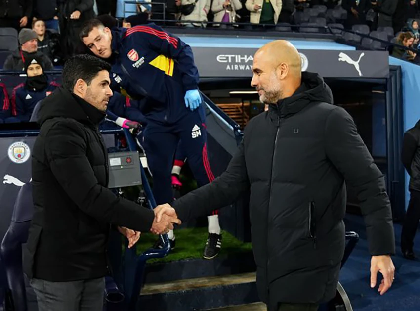 Arteta dành những lời khen có cánh cho Pep Guardiola và Man City. ẢNH: GETTY Arteta dành những lời khen có cánh cho Pep Guardiola và Man City. ẢNH: GETTY