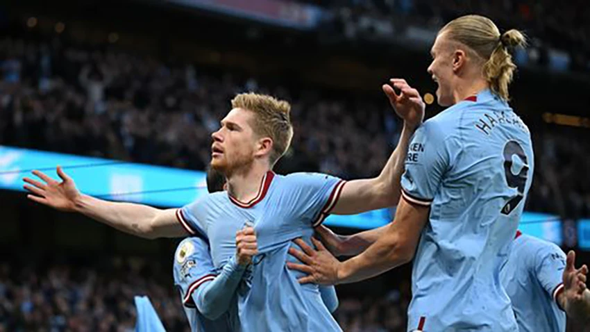 Haaland và De Bruyne ngày càng ăn ý trên hàng công Man City. ẢNH: GETTY Haaland và De Bruyne ngày càng ăn ý trên hàng công Man City. ẢNH: GETTY