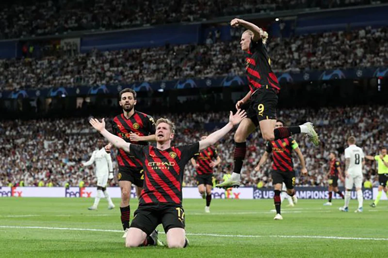 De Bruyne ghi bàn gỡ hòa cực kỳ quan trọng cho Man City. ẢNH: GETTY De Bruyne ghi bàn gỡ hòa cực kỳ quan trọng cho Man City. ẢNH: GETTY