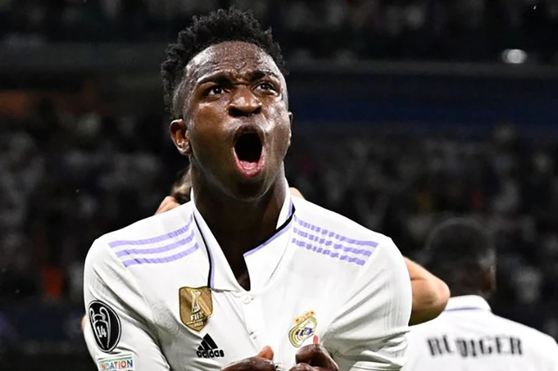 Vinicius ăn mừng bàn mở tỉ số cho Real Madrid. ẢNH: GETTY Vinicius ăn mừng bàn mở tỉ số cho Real Madrid. ẢNH: GETTY