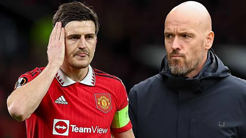 Maguire là đội trưởng MU dưới thời Ten Hag nhưng anh cũng có khả năng ra đi vào mùa hè này. ẢNH: MIRROR