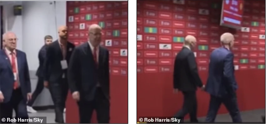 Avram Glazer phớt lờ các câu hỏi của phóng viên và bỏ đi. ẢNH: SKY Avram Glazer phớt lờ các câu hỏi của phóng viên và bỏ đi. ẢNH: SKY