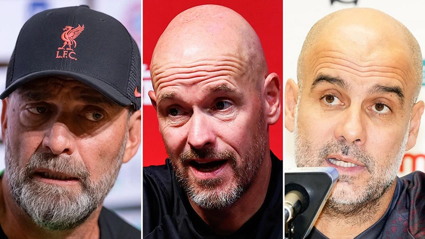 Ten Hag xem nhẹ "núi tiền" của Saudi Arabia, còn Pep Guardiola và Jurgen Klopp lo ngại Saudi Arabia gây ra ảnh hưởng tiêu cực đến thị trường chuyển nhượng. ẢNH: MIRROR
