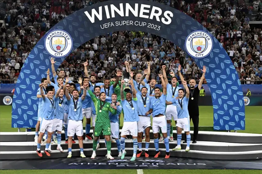 Man City vô địch siêu cúp châu Âu. ẢNH: GETTY Man City vô địch siêu cúp châu Âu. ẢNH: GETTY
