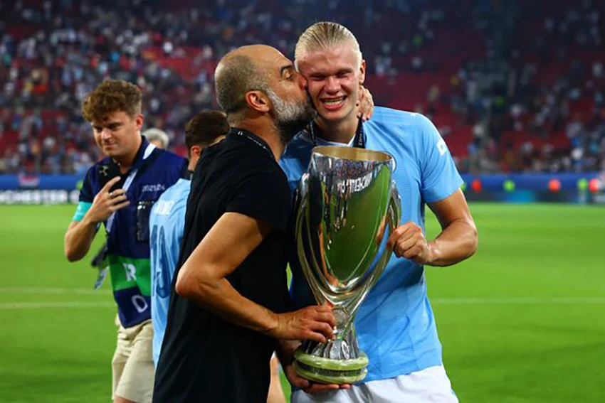 Pep Guardiola khẳng định Man City không tổ chức lễ ăn mừng siêu cúp châu Âu. ẢNH: GETTY Pep Guardiola khẳng định Man City không tổ chức lễ ăn mừng siêu cúp châu Âu. ẢNH: GETTY