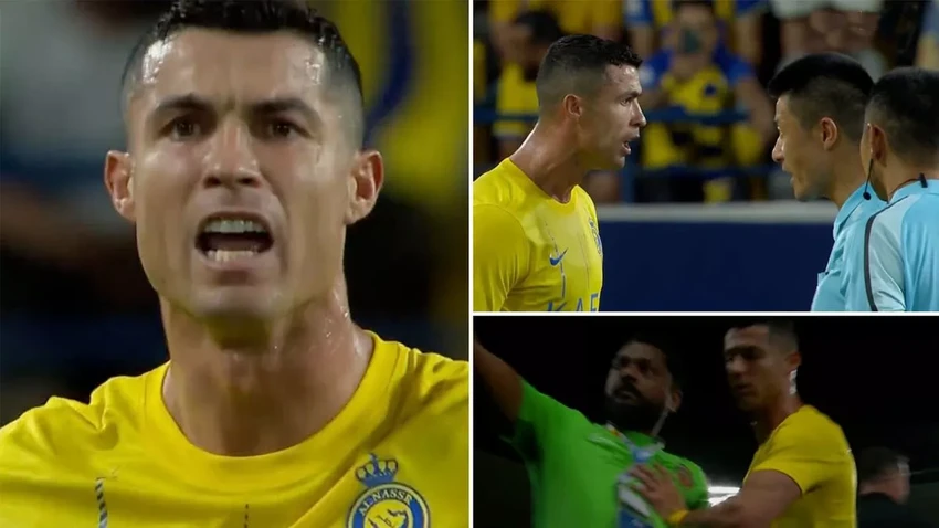 Ronaldo có nhiều hành động khó chịu trong trận đấu. ẢNH: MIRROR Ronaldo có nhiều hành động khó chịu trong trận đấu. ẢNH: MIRROR