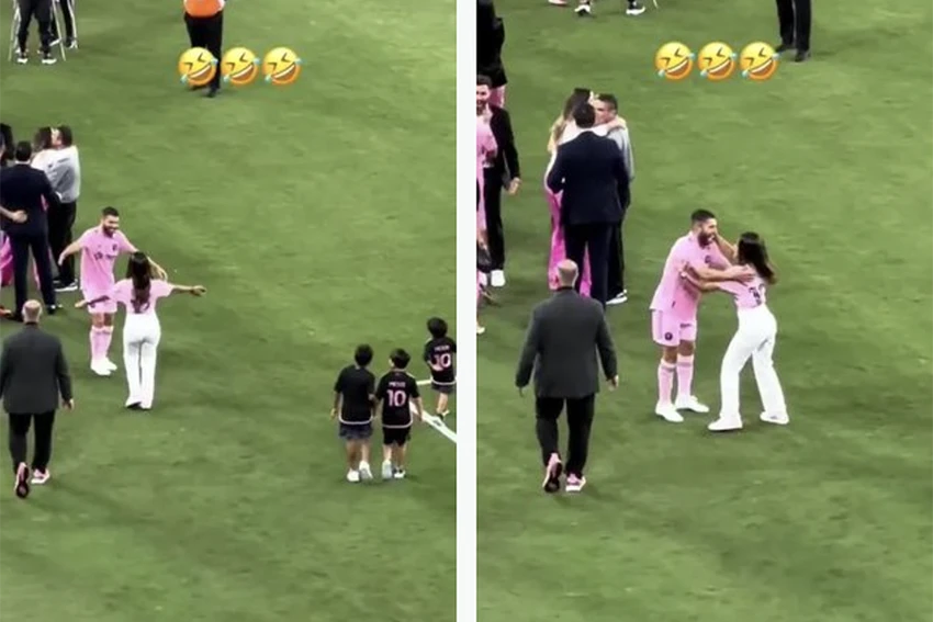 Khoảnh khắc nhầm chồng gây bão của vợ Lionel Messi. ẢNH: TWITTER Khoảnh khắc nhầm chồng gây bão của vợ Lionel Messi. ẢNH: TWITTER